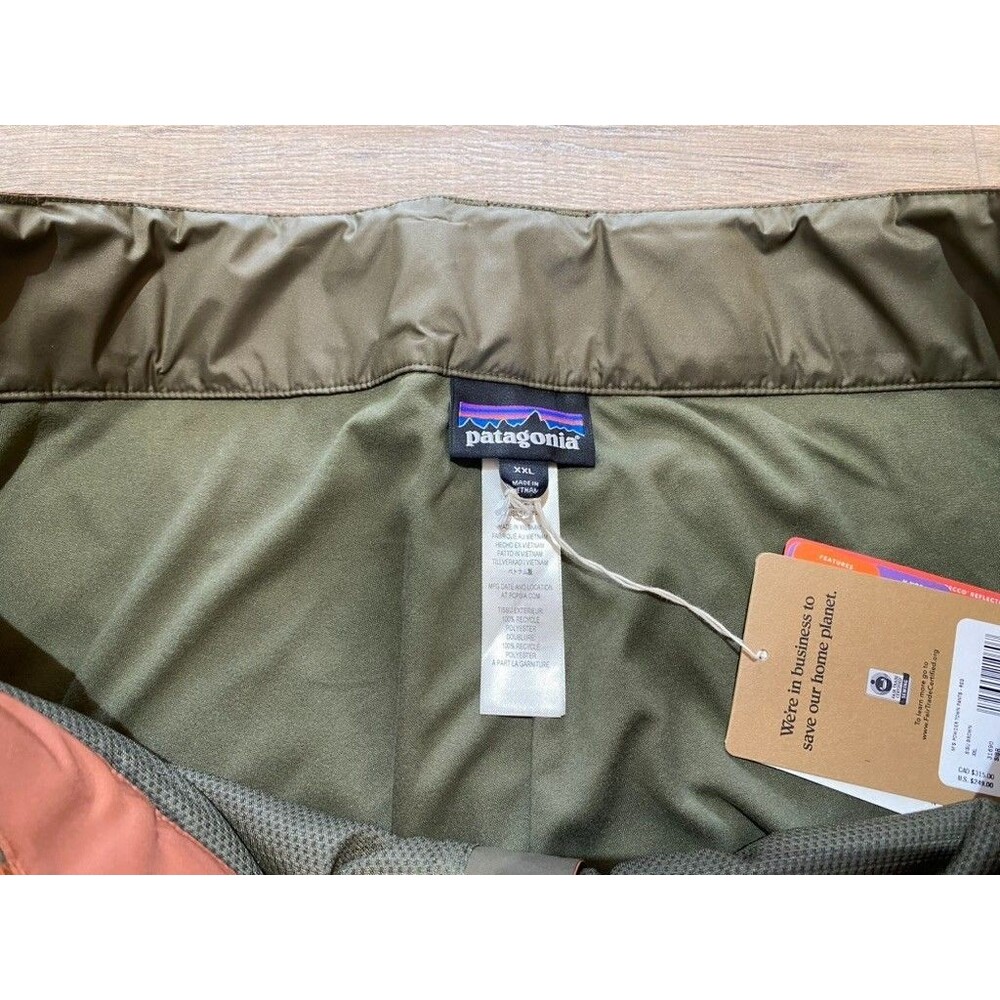 Patagonia Powder Town Pants Mens XXL REG RECCO Sienna Brown Ski Snowboard - Picture 5 of 13